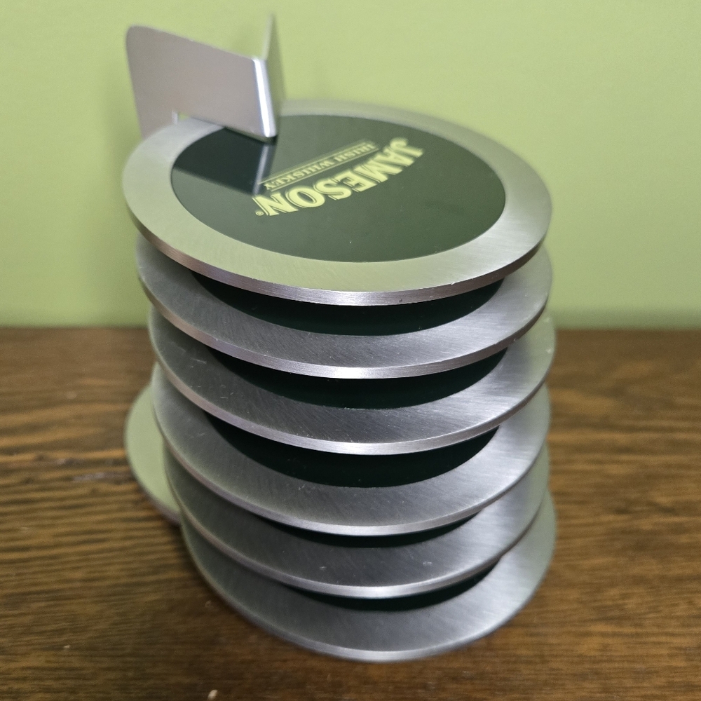 Jameson Whiskey Silver and Green 7-pc Coaster Set